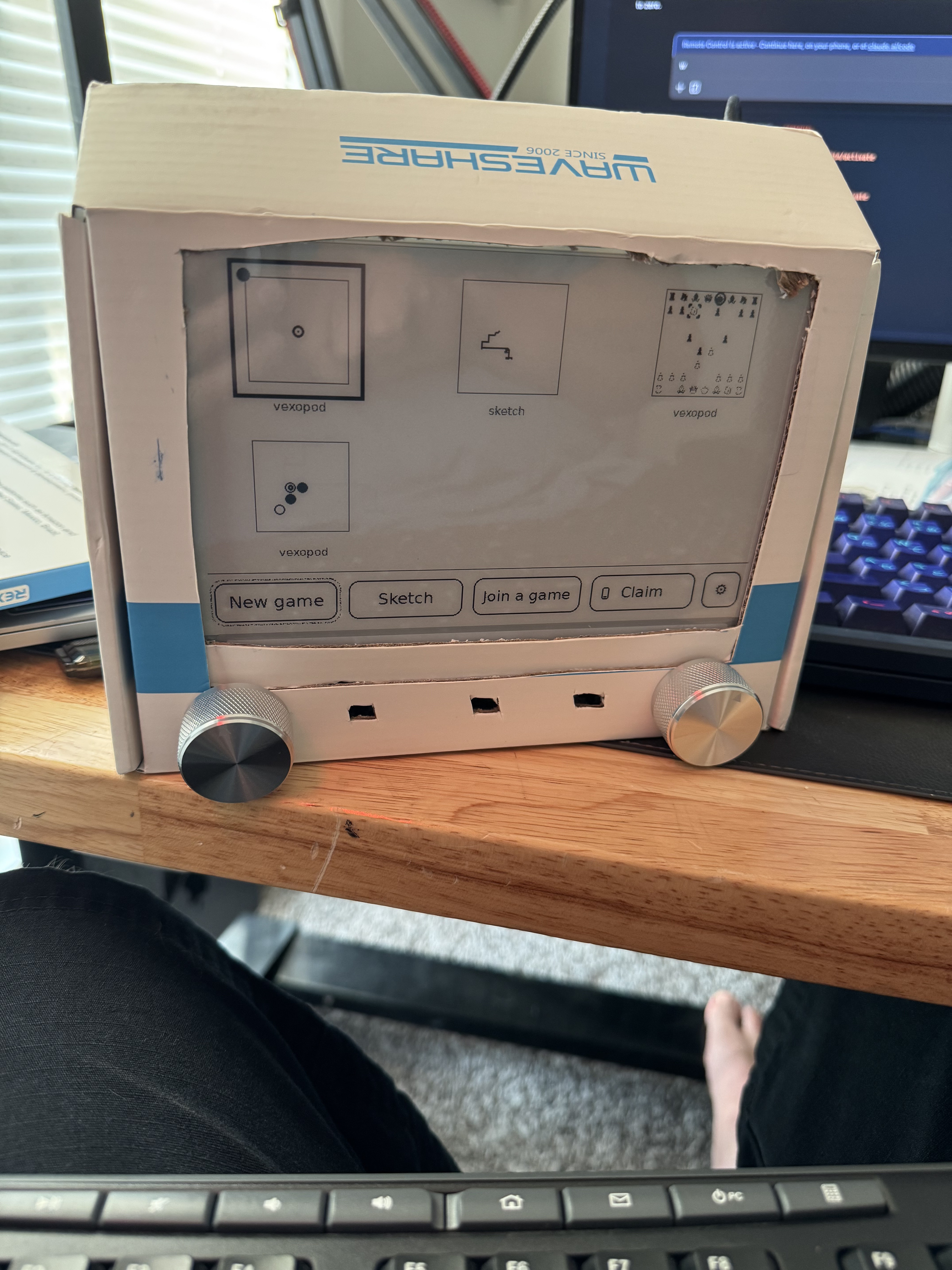 The gallery, on a board that is living in the box its own panel shipped in