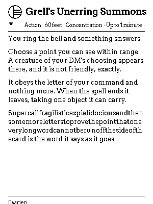 A homebrew spell, including the word-wrap torture test